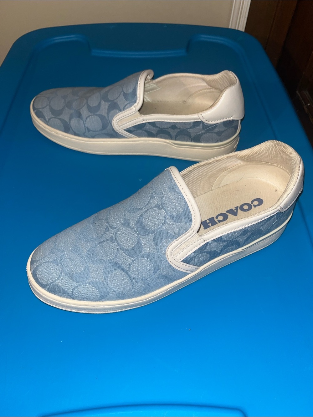 Coach Light Blue Signature Slip-On Shoes - Picture 6 of 7